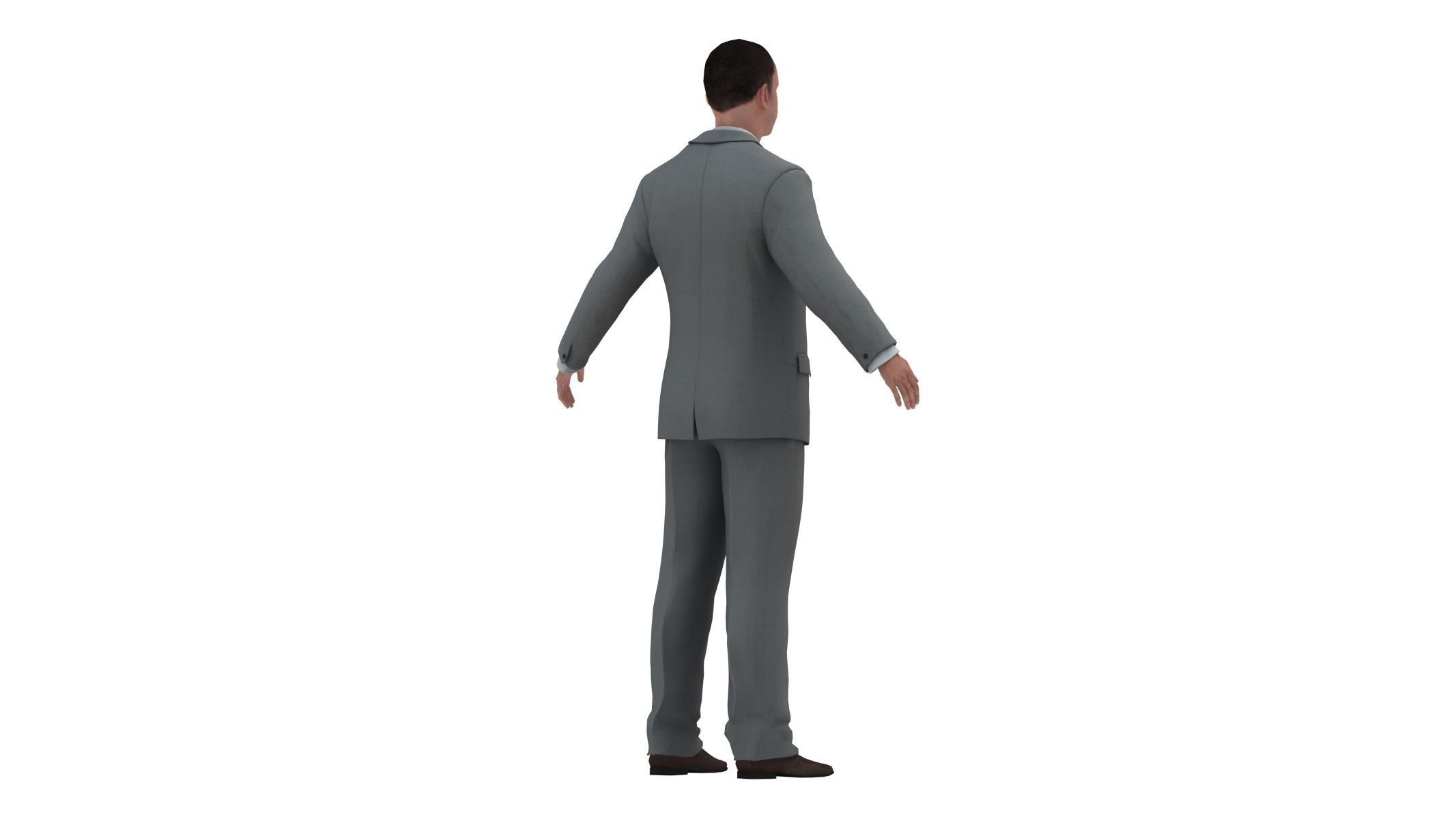 Businessman in a Grey Suit Low Poly Low-poly 3D model_3