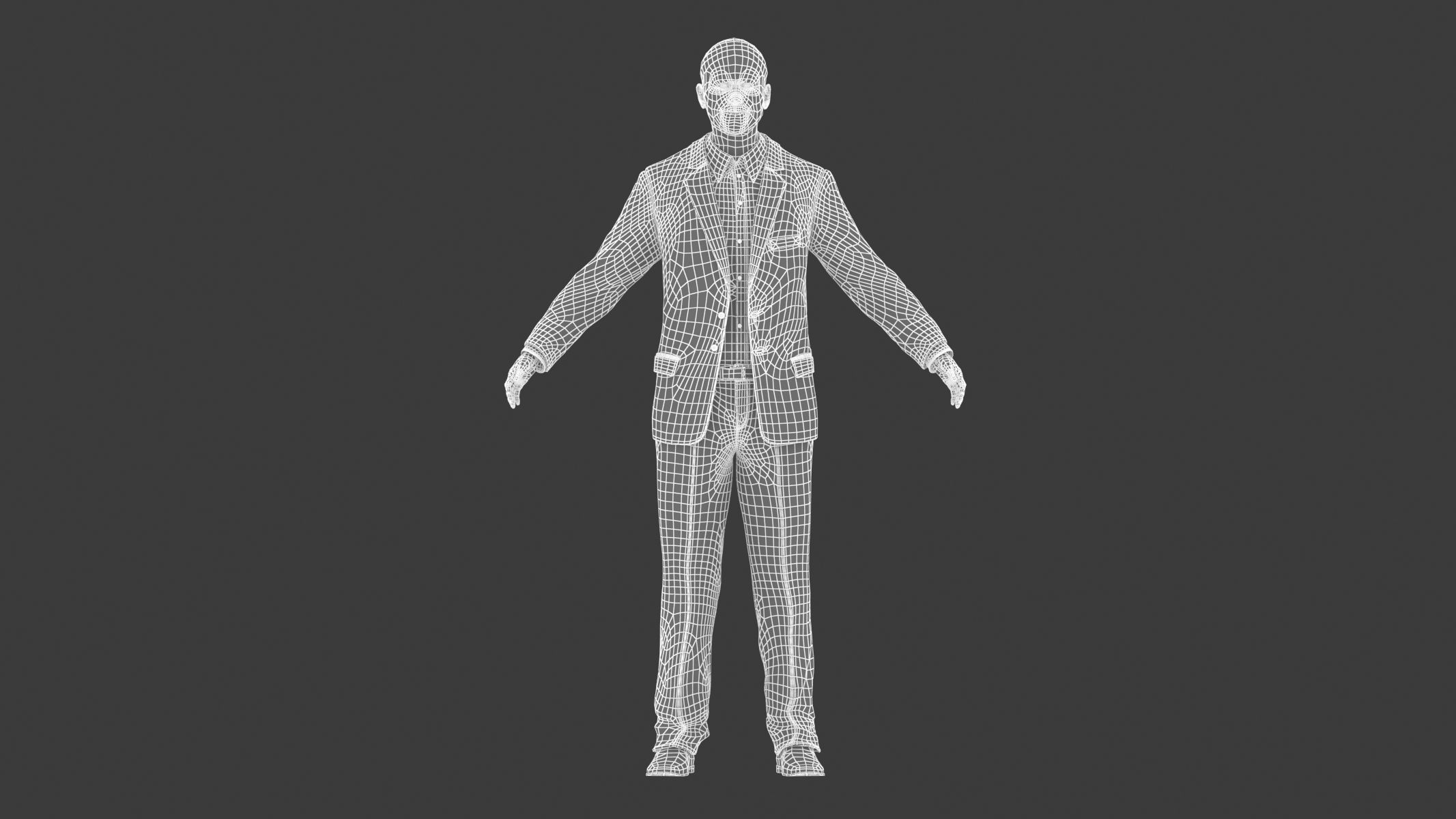 Businessman in a Grey Suit Low Poly Low-poly 3D model_20