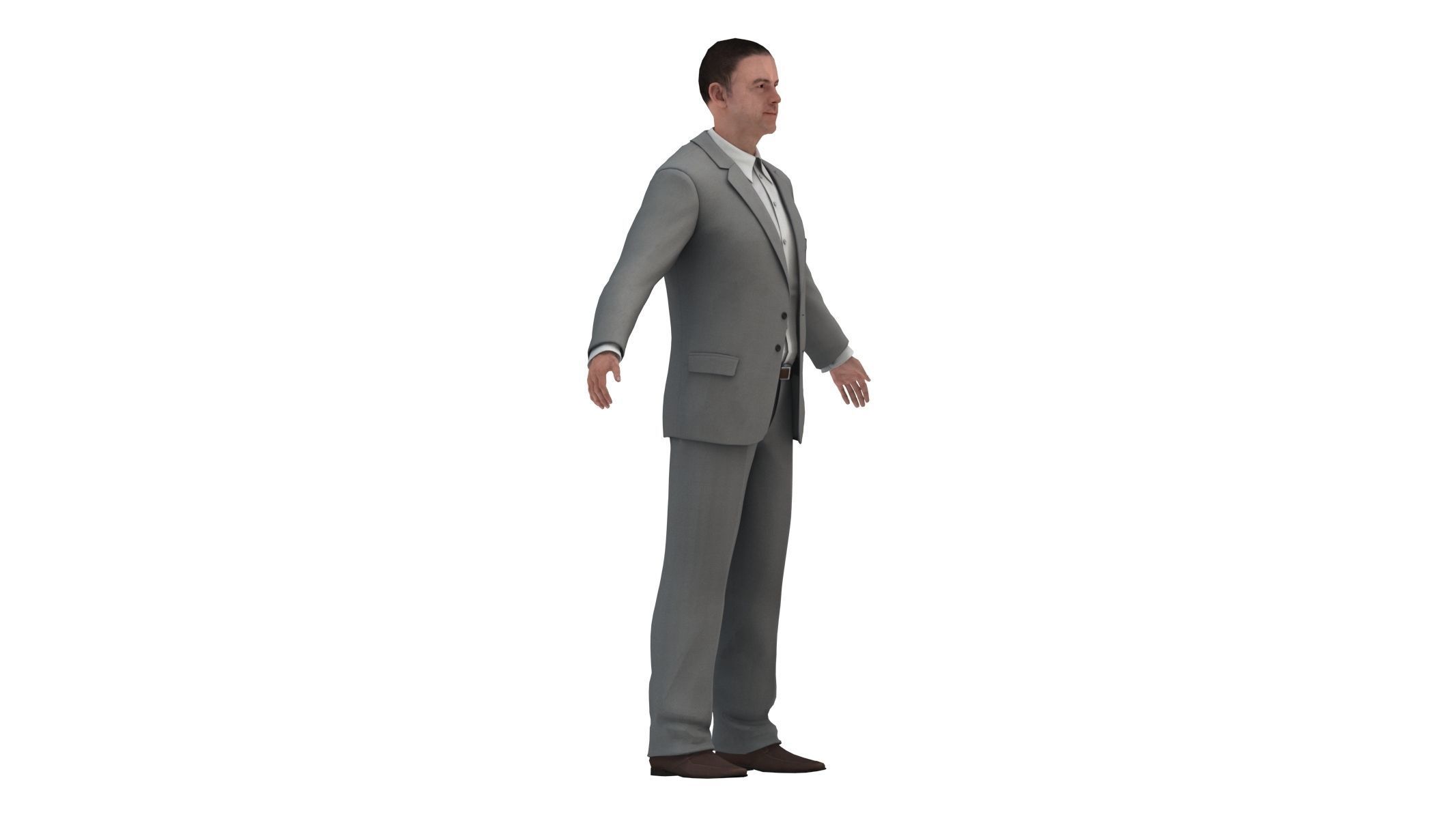 Businessman in a Grey Suit Low Poly Low-poly 3D model_1