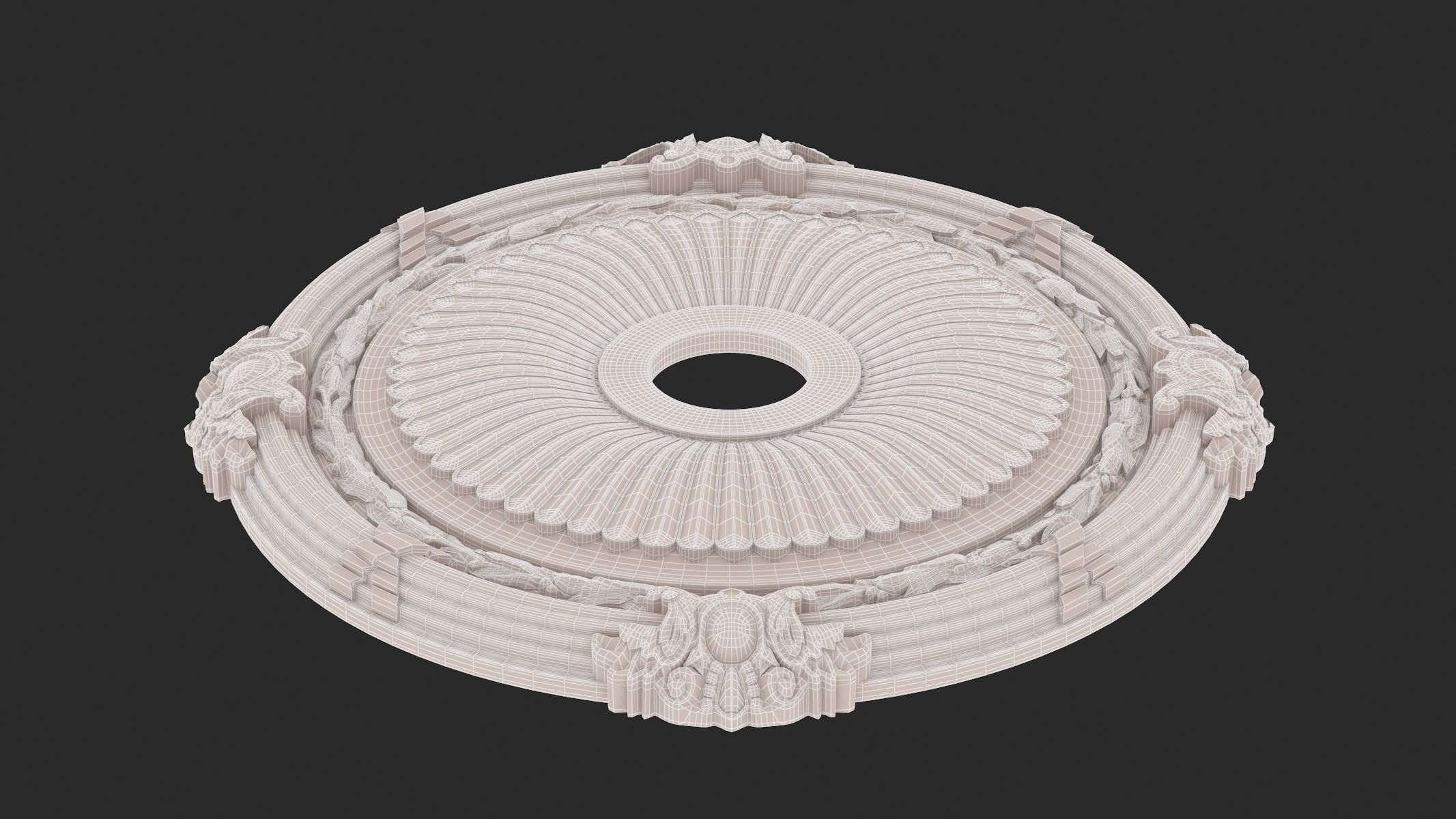 Classic Ceiling Medallion 16 3D model_9