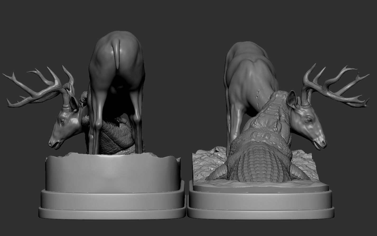 Crocodile attack Deer 3D print model_18