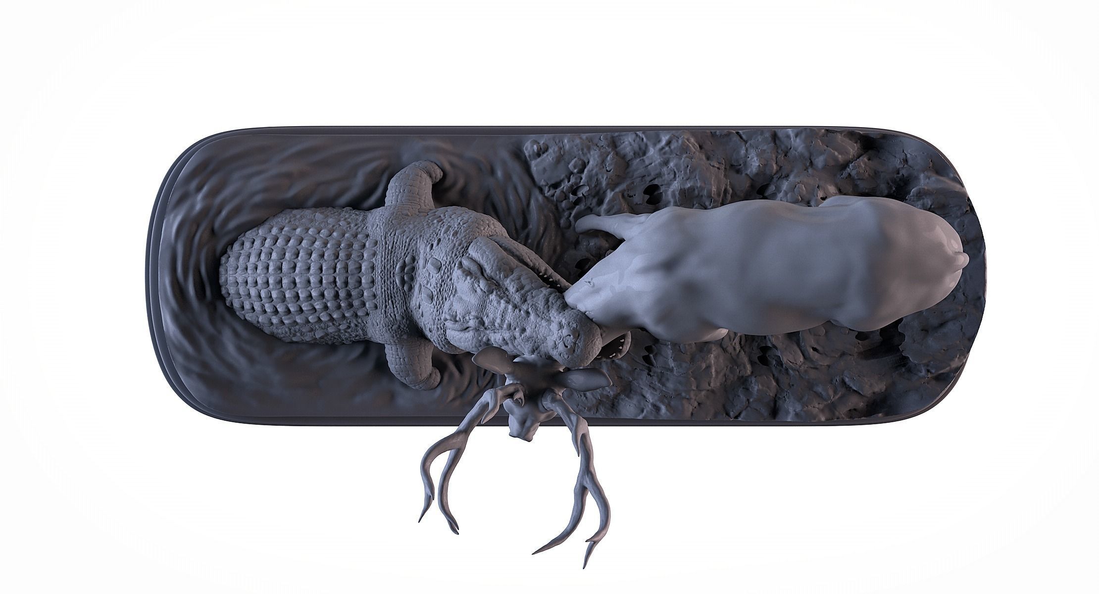 Crocodile attack Deer 3D print model_9