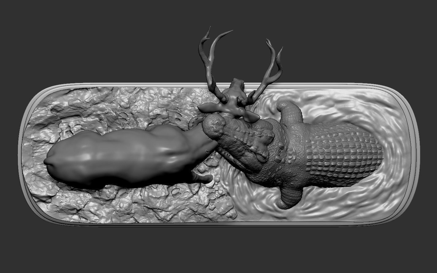 Crocodile attack Deer 3D print model_15