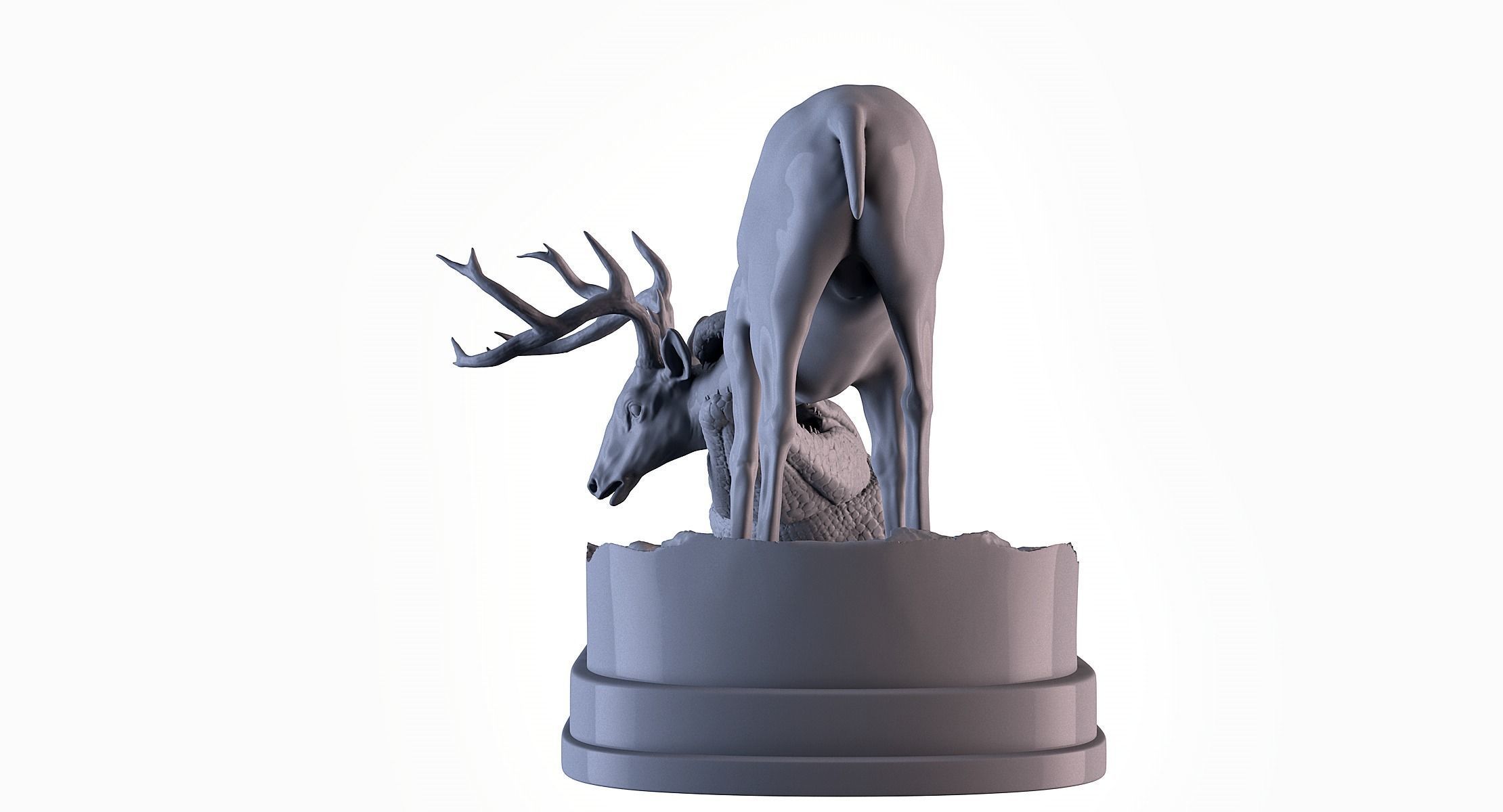 Crocodile attack Deer 3D print model_7