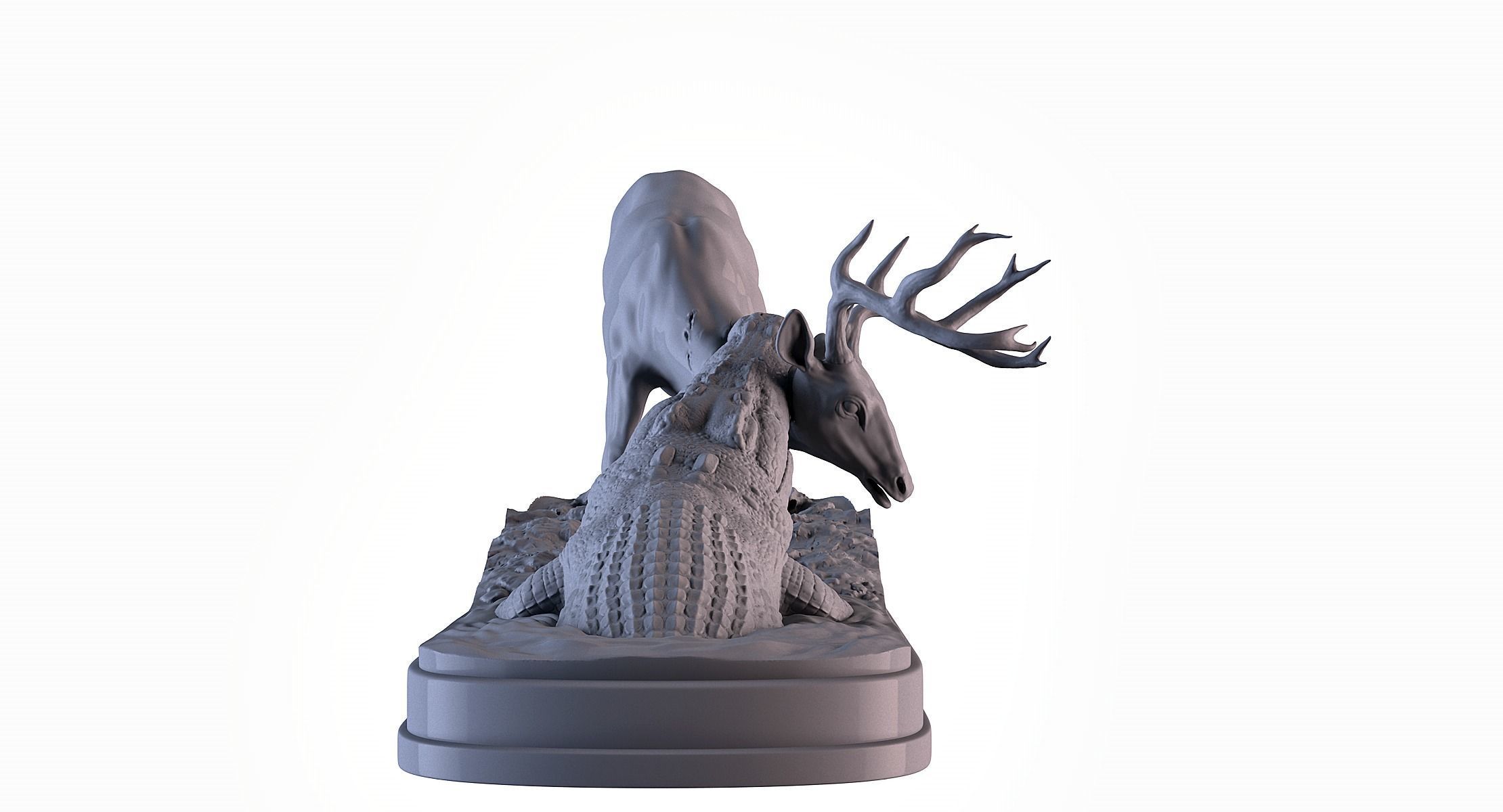 Crocodile attack Deer 3D print model_3