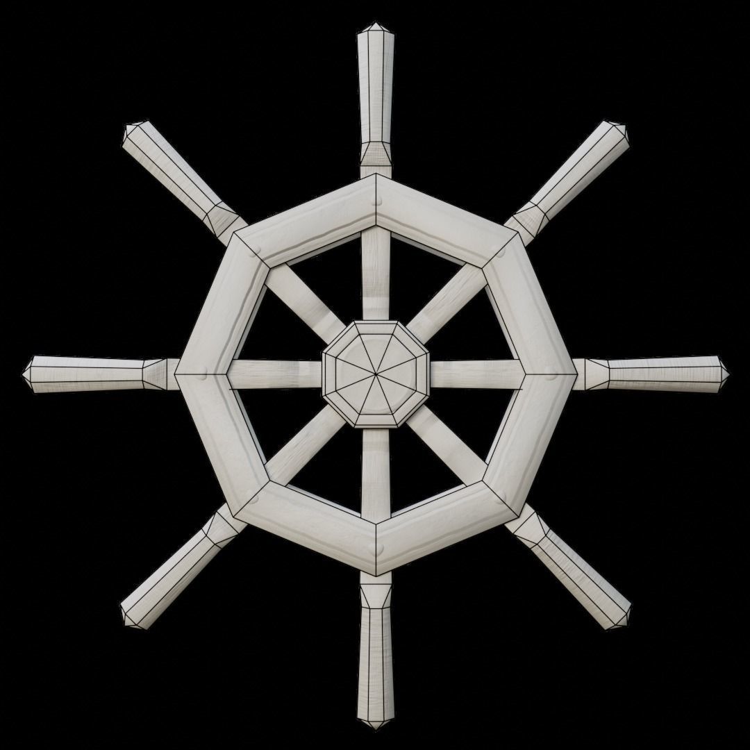 Old ship Tiller Free low-poly 3D model_7