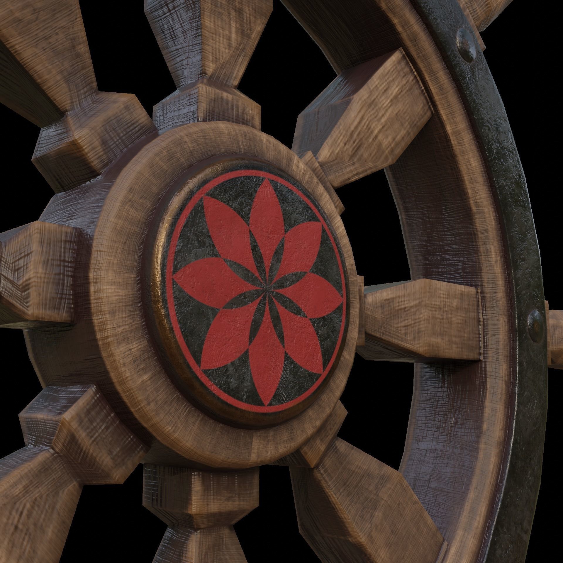 Old ship Tiller Free low-poly 3D model_1