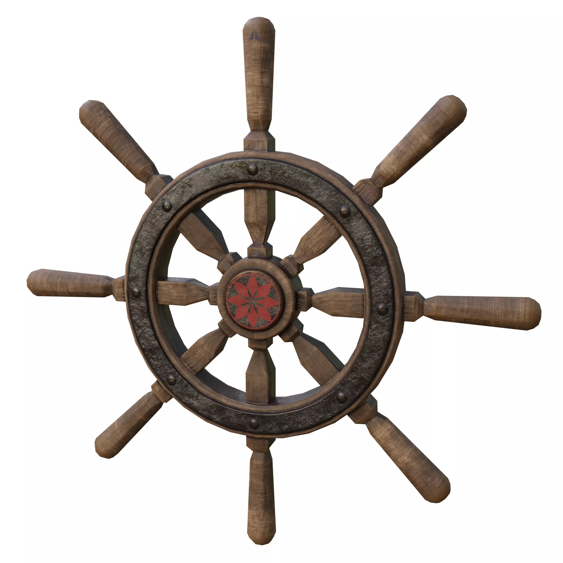 Old ship Tiller Free low-poly 3D model_0