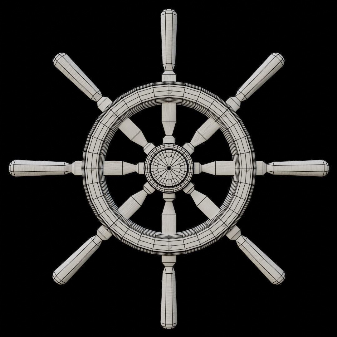 Old ship Tiller Free low-poly 3D model_3