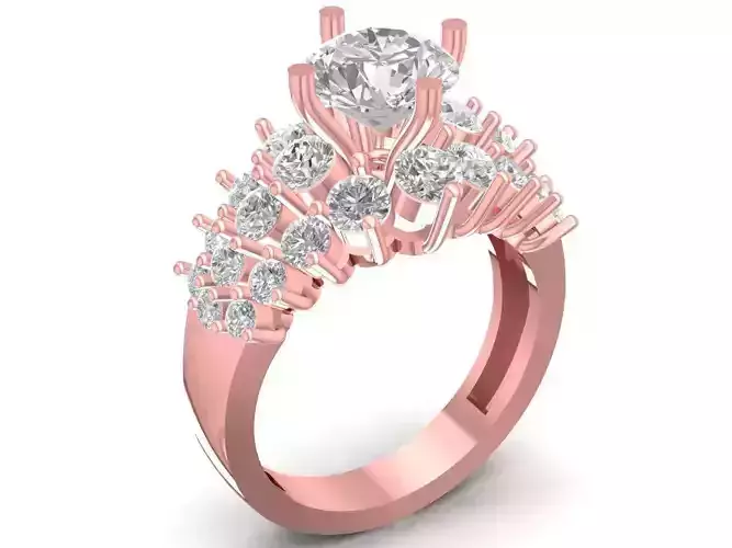 Luxury Fan Shaped Cluster Diamond Ring for Women  2641