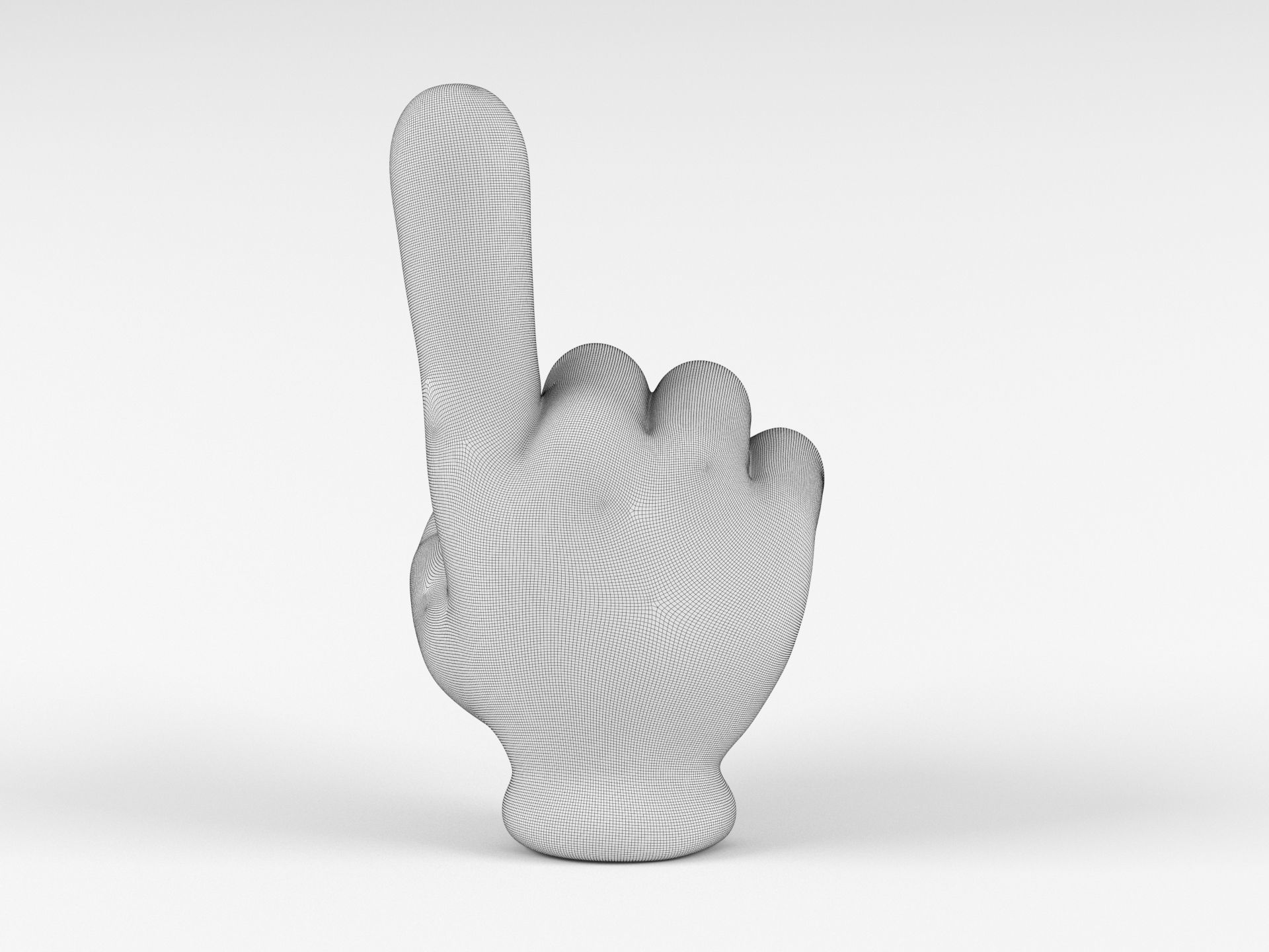 Cartoon hand 5 fingers Index 3D print model_1
