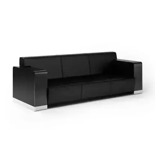 Three Seat Black Sofa