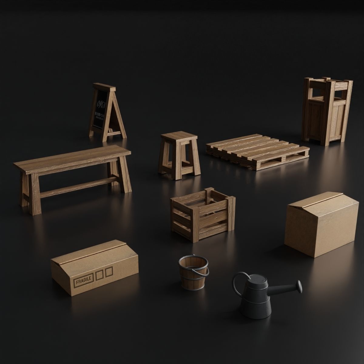 JAPANESE BUILDING PACK AND PROPS 3D Model Collection_14