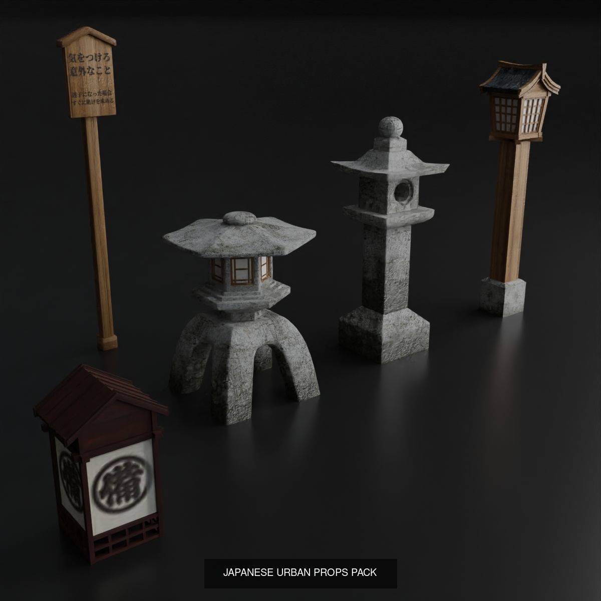 JAPANESE BUILDING PACK AND PROPS 3D Model Collection_12