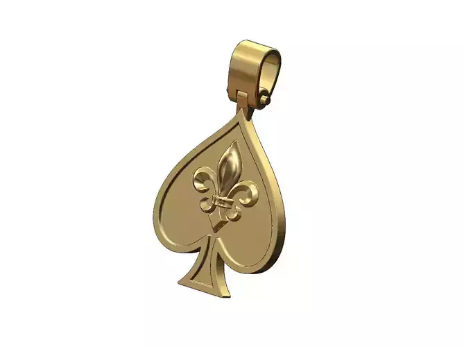 Lys flower ace of spaes shaped pendant  3D print model