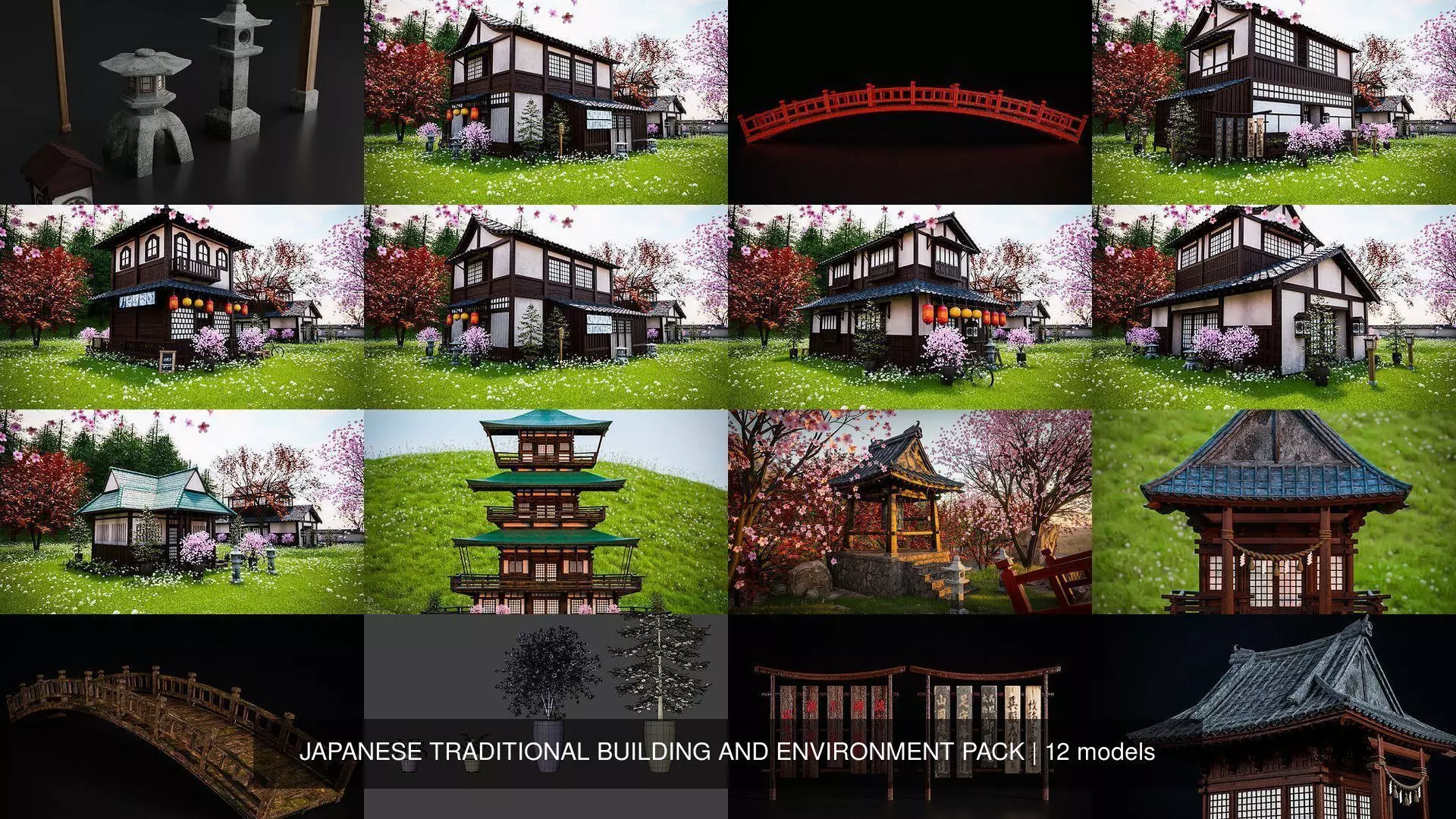 JAPANESE TRADITIONAL BUILDING AND ENVIRONMENT PACK 3D Model Collection_0
