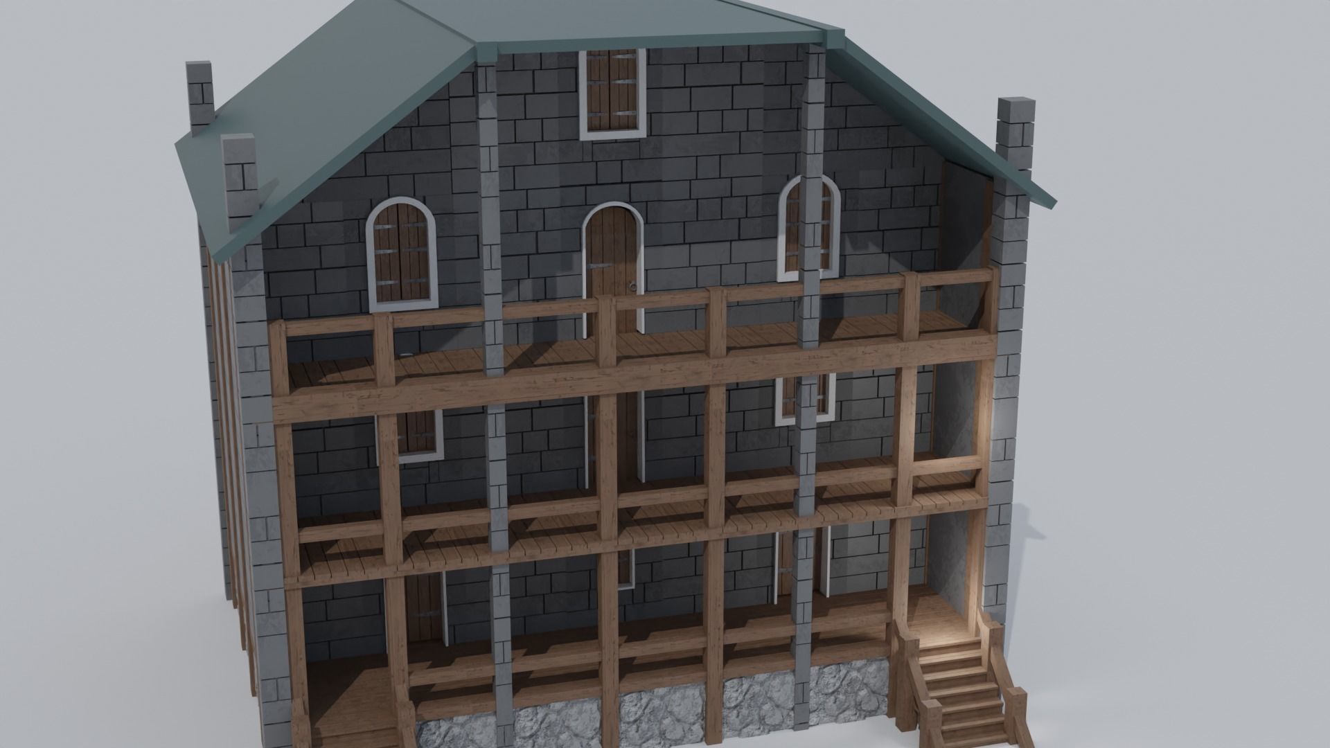 Custom City Low-poly 3D model_10