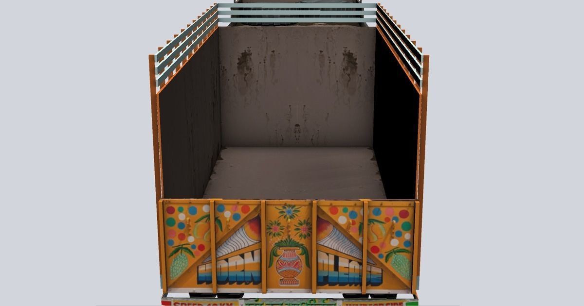 Indian truck with interior Low-poly 3D model_4