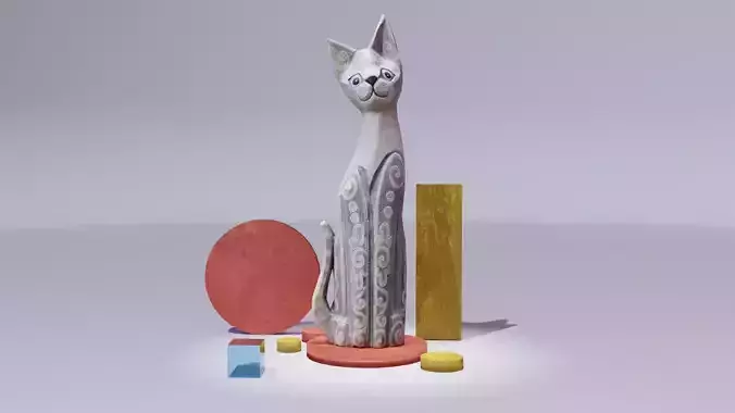 The cat ethnic statuette 02 