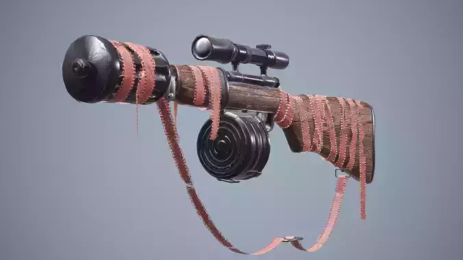 Old Rifle Weapon Game Ready 3d Model