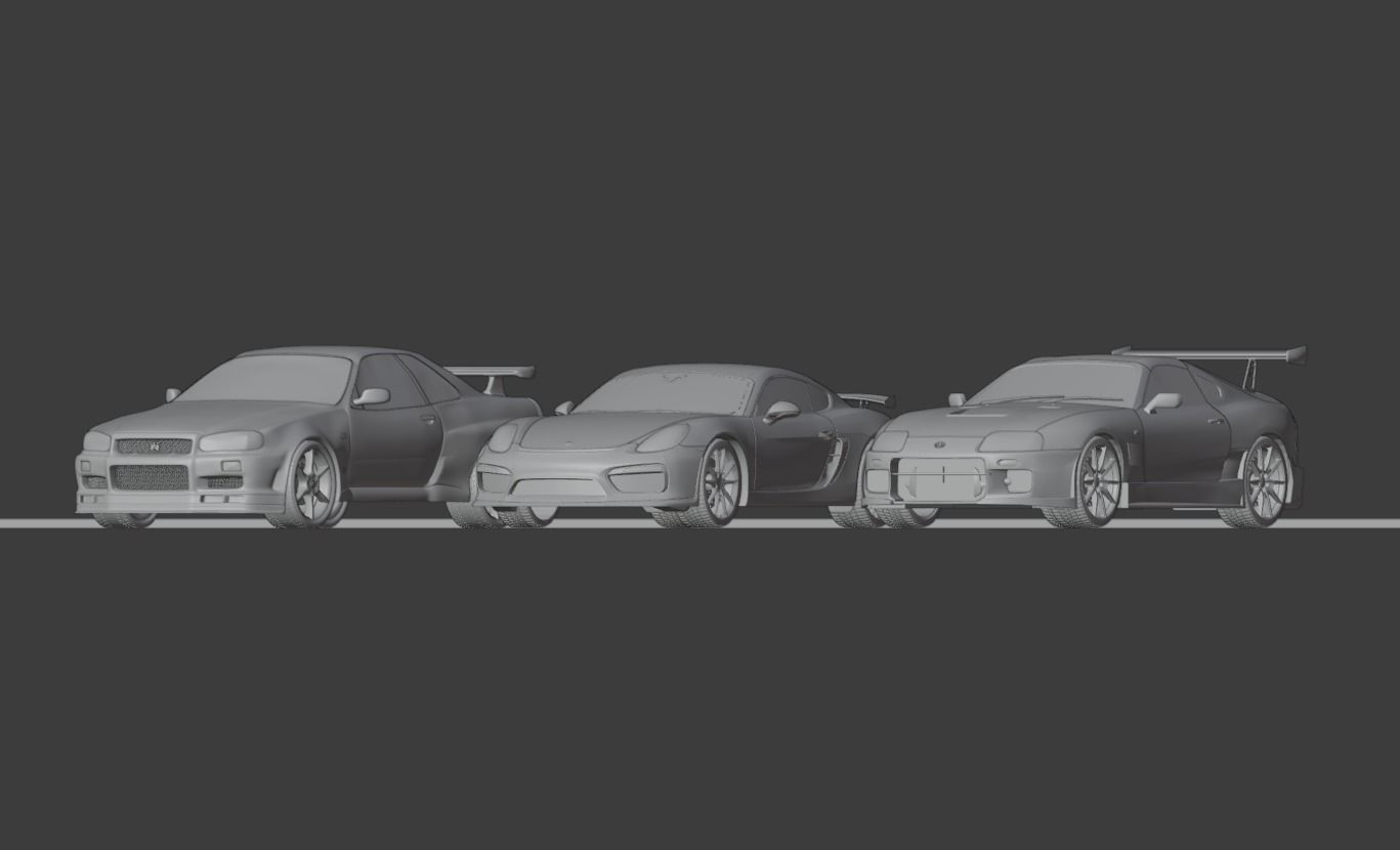 car JDM CAR s meet up Low-poly 3D model_1
