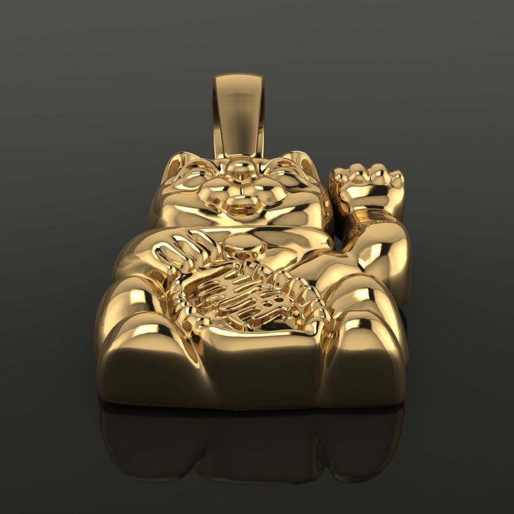 Lucky Cat Pendant 3D print model_4