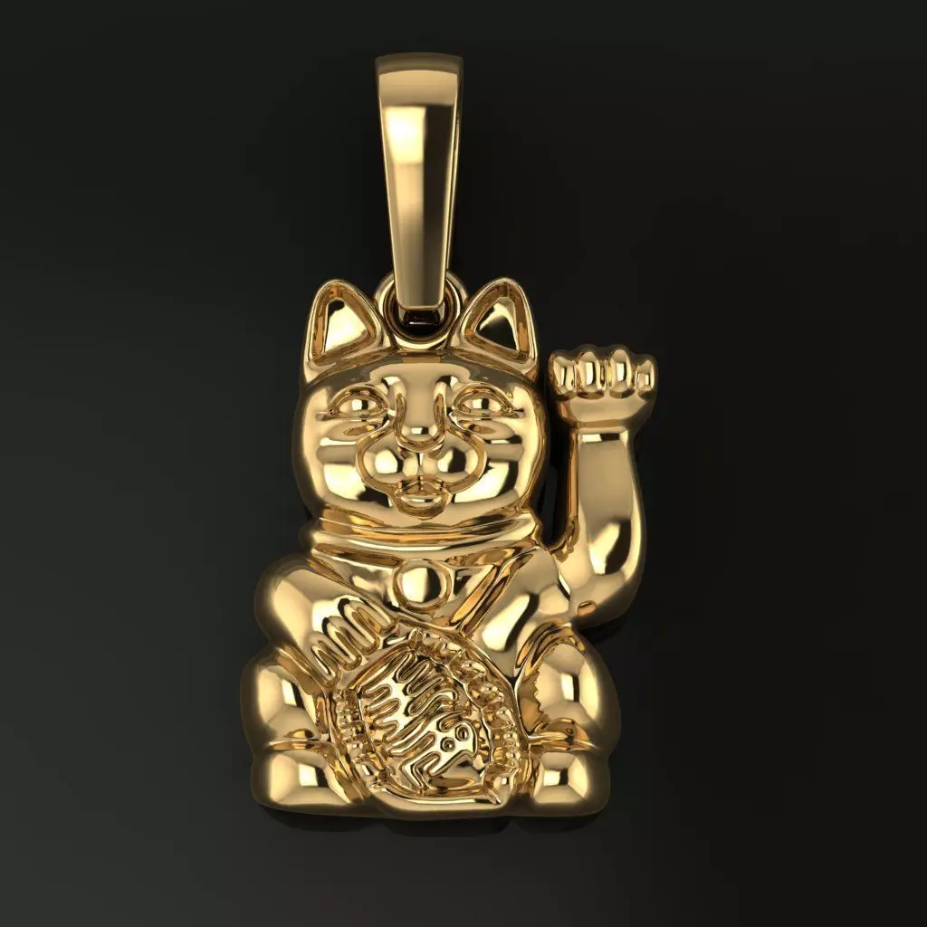 Lucky Cat Pendant 3D print model_0