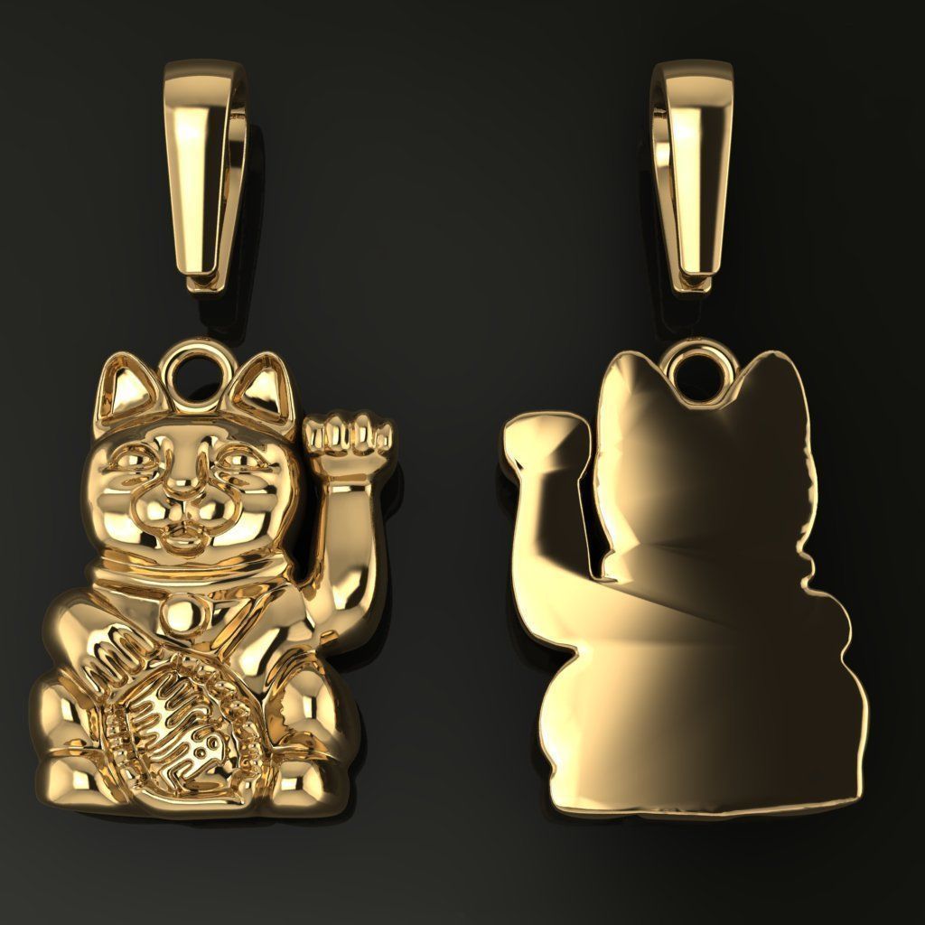 Lucky Cat Pendant 3D print model_1