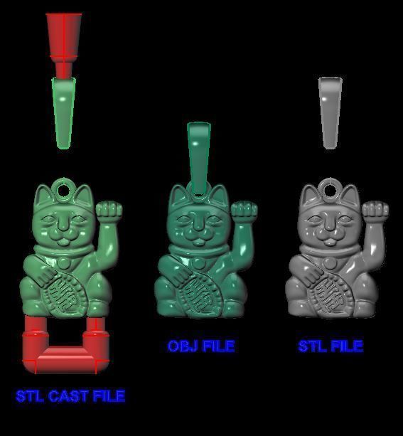 Lucky Cat Pendant 3D print model_5