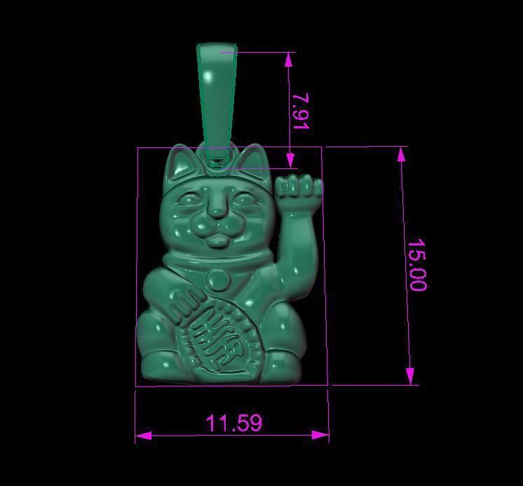 Lucky Cat Pendant 3D print model_7