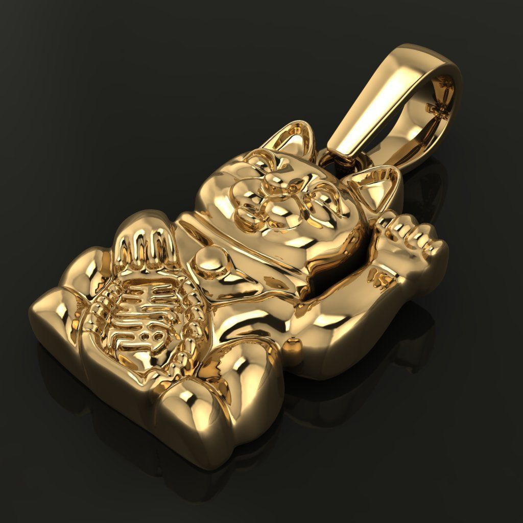 Lucky Cat Pendant 3D print model_2
