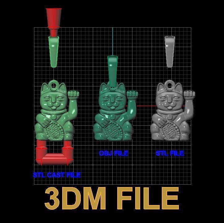 Lucky Cat Pendant 3D print model_6