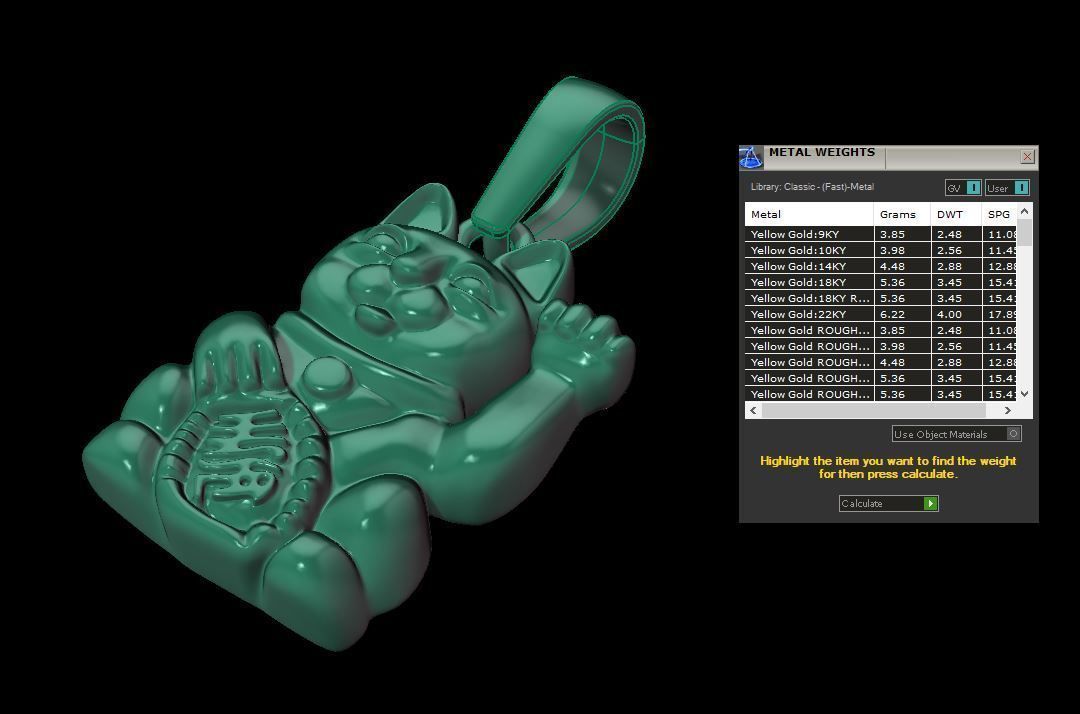 Lucky Cat Pendant 3D print model_9