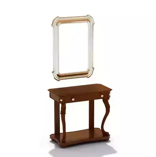 White And Gold Mirror Frame Brown Wooden End Table