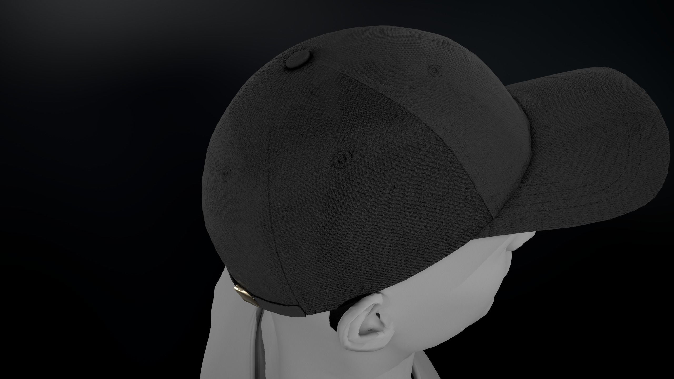Black Basketball Hat Low-poly 3D model_3
