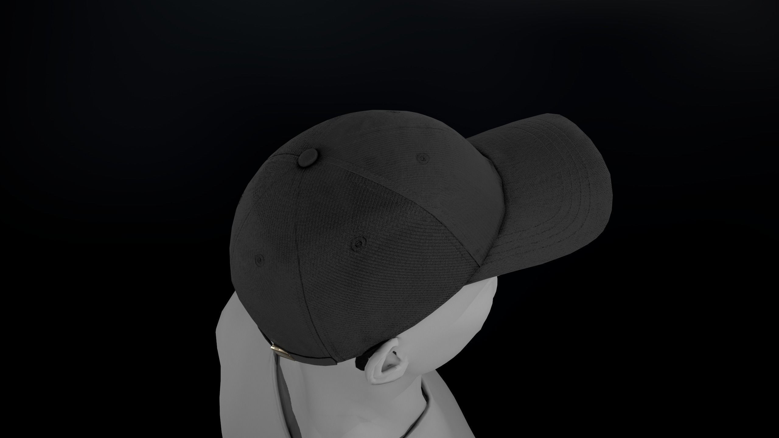 Black Basketball Hat Low-poly 3D model_13