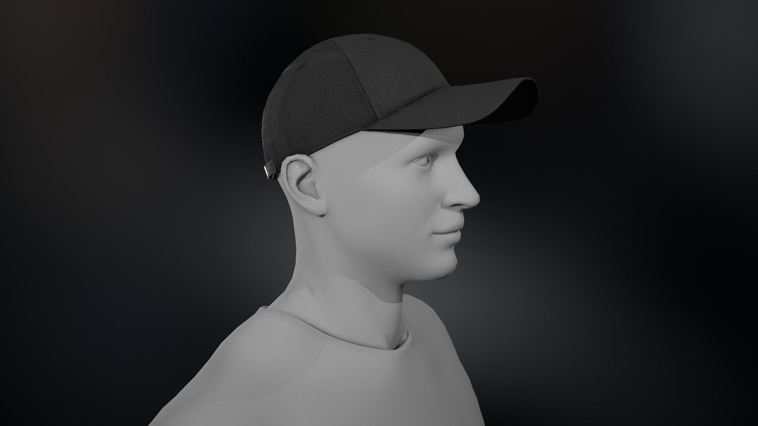 Black Basketball Hat Low-poly 3D model_1