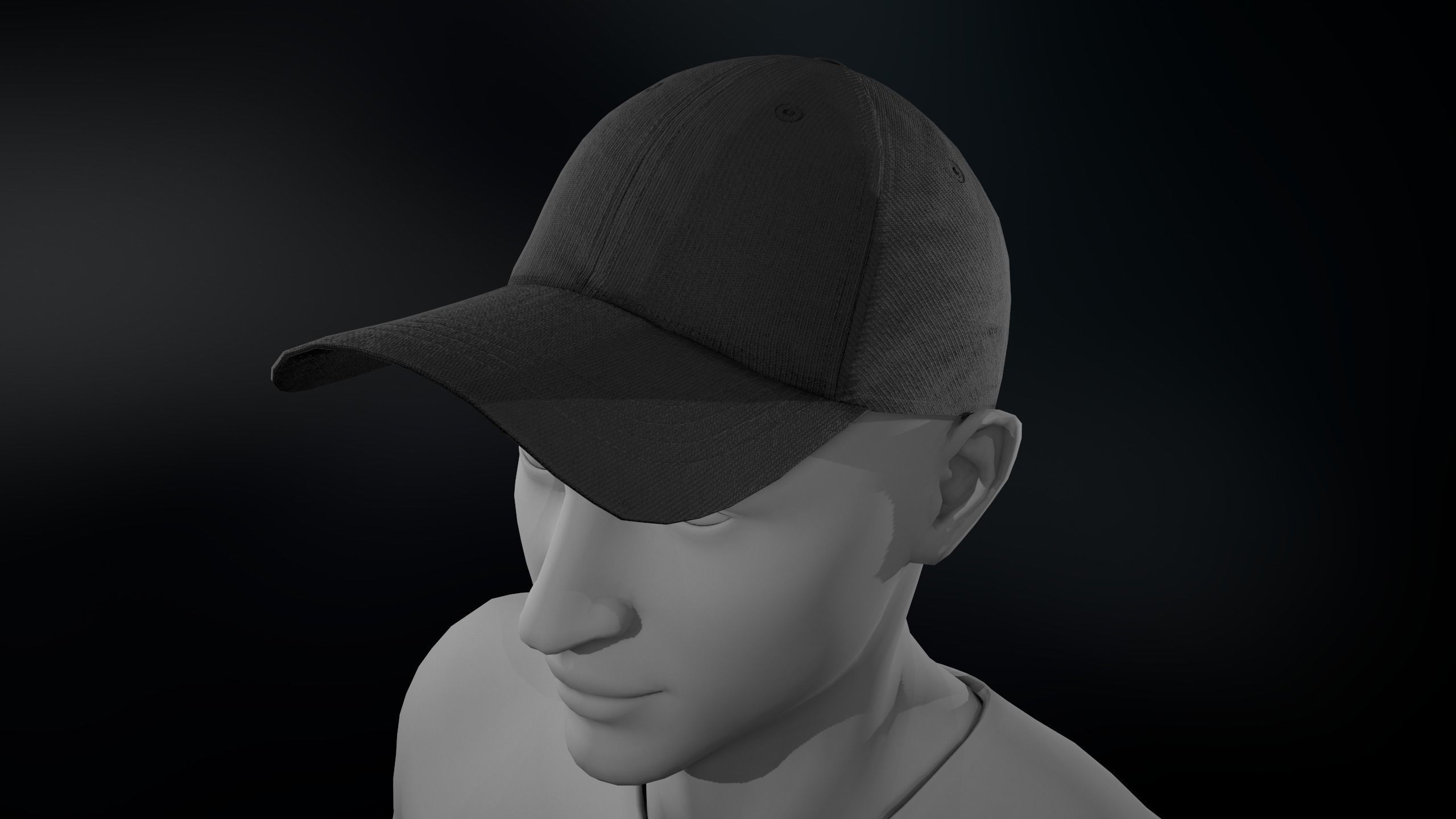 Black Basketball Hat Low-poly 3D model_8