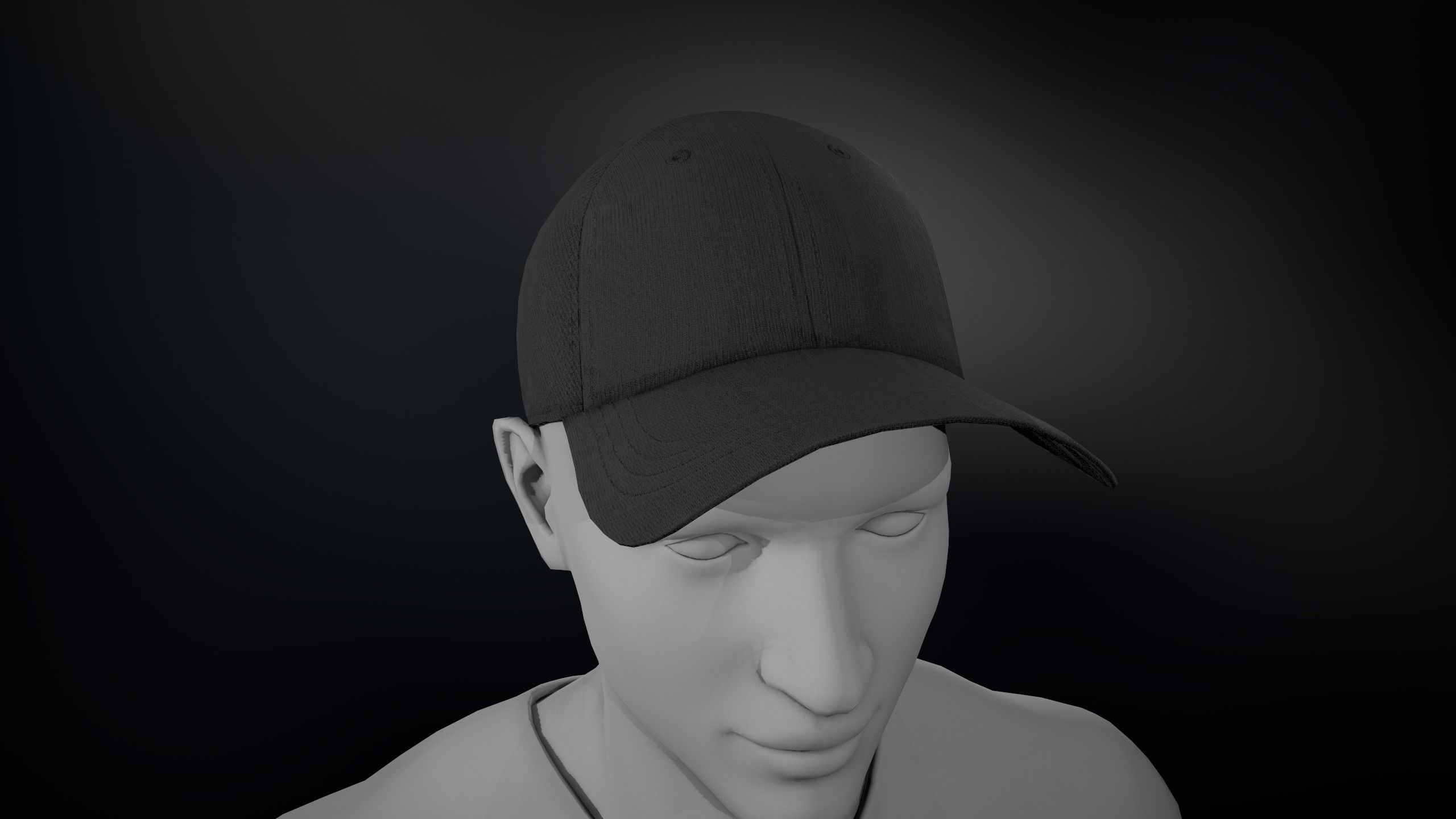 Black Basketball Hat Low-poly 3D model_4