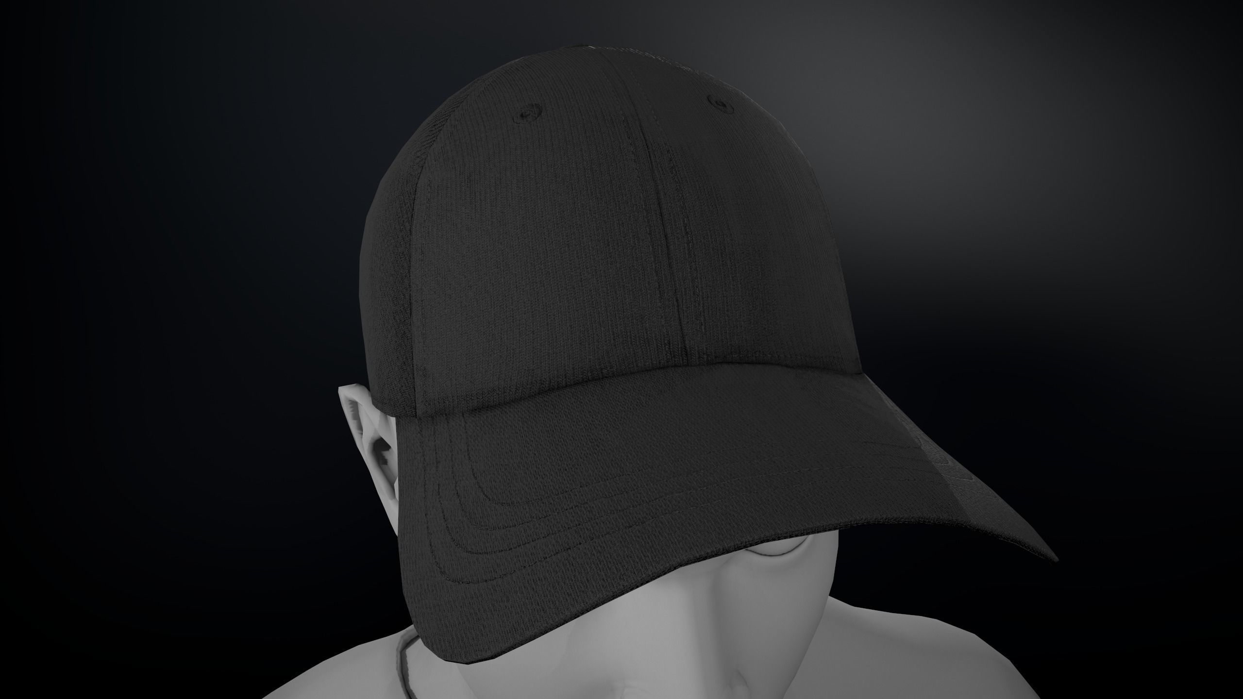 Black Basketball Hat Low-poly 3D model_9