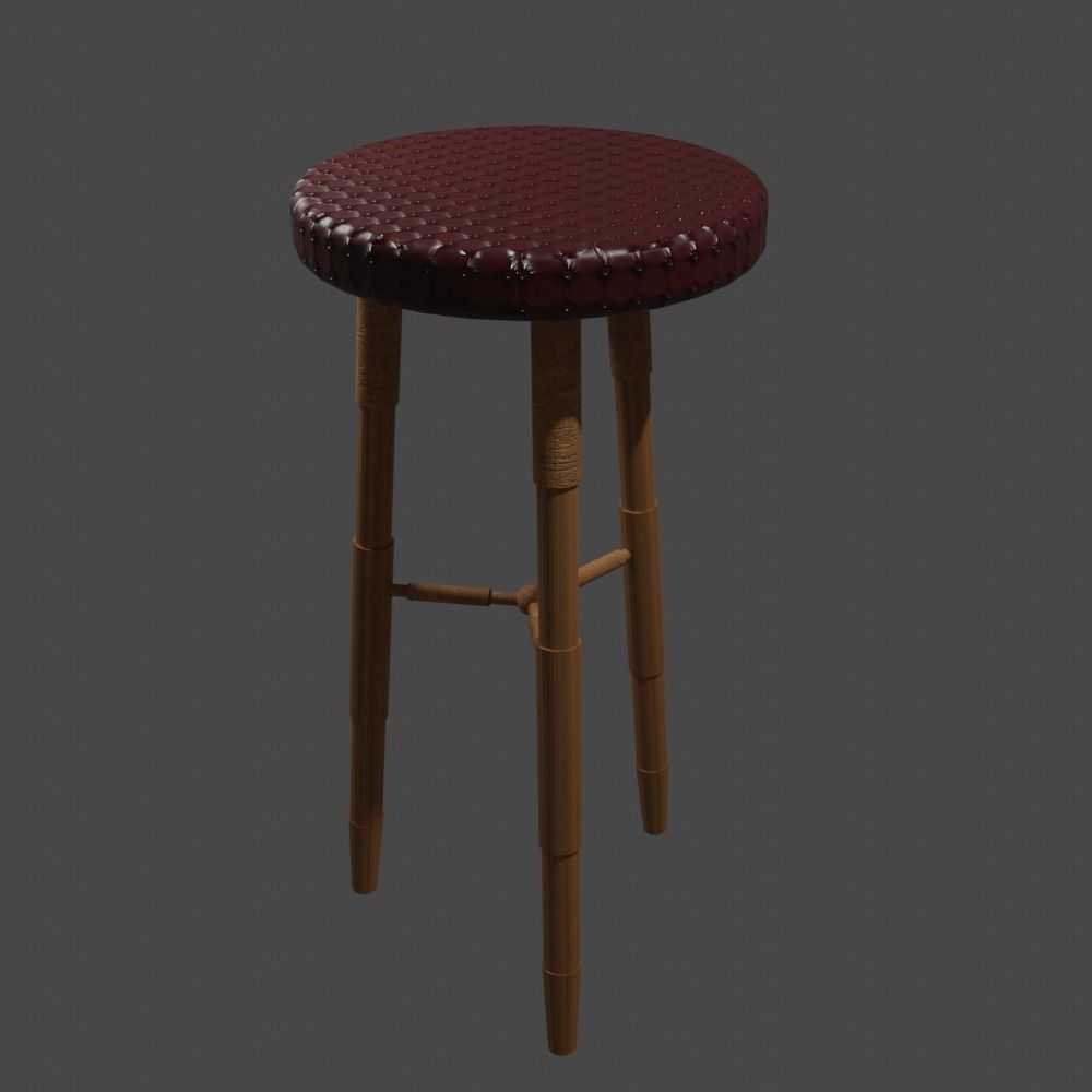 chair stool 3D model_5