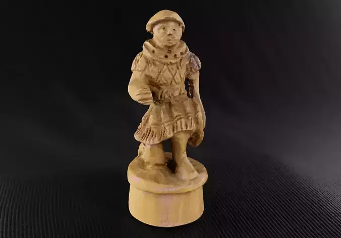 Wood Chess Pawn Handmade - Chessboard A - White Pawn 05 -