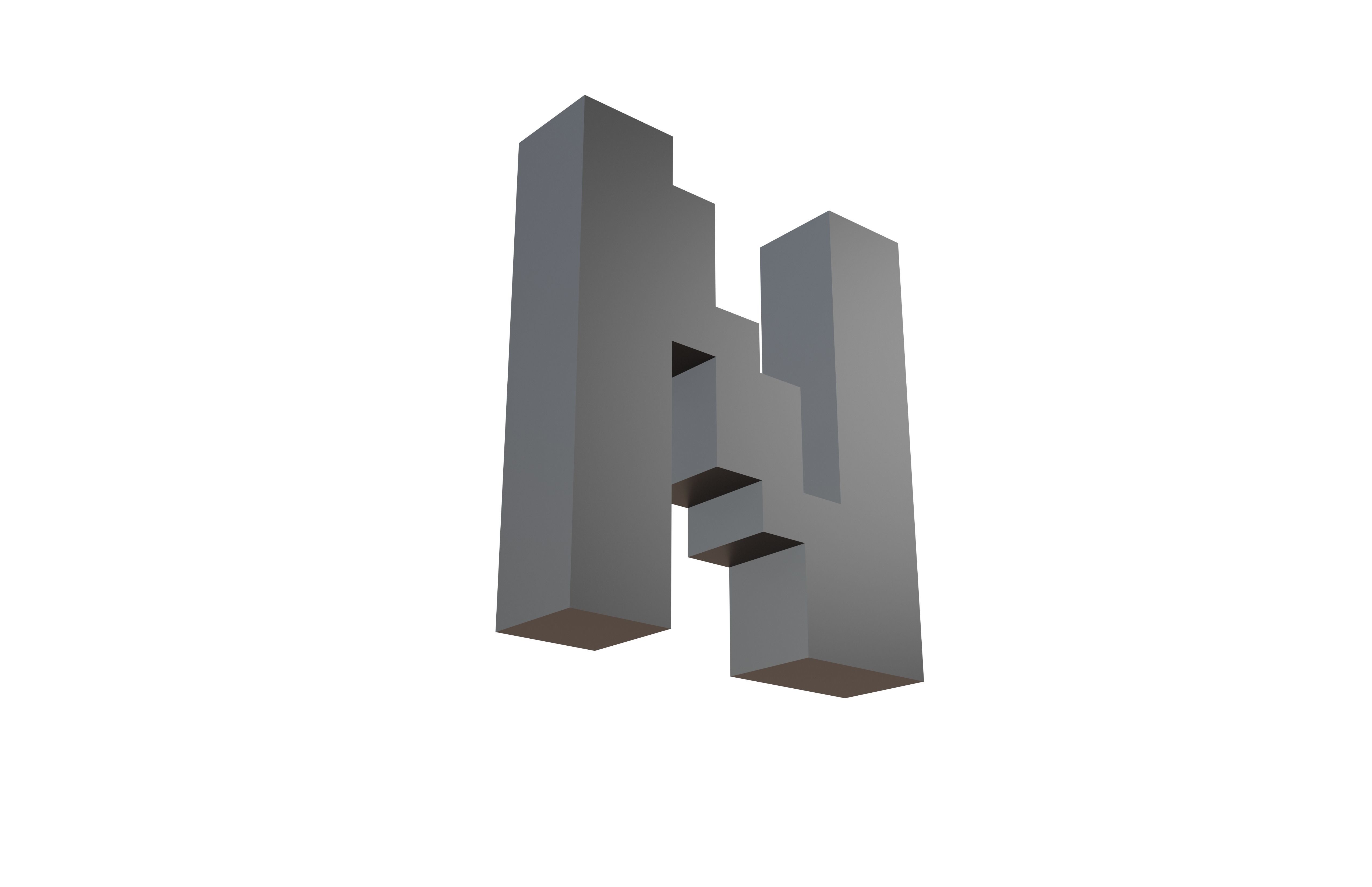 Pixel Font N v1 001 Low-poly 3D model_3