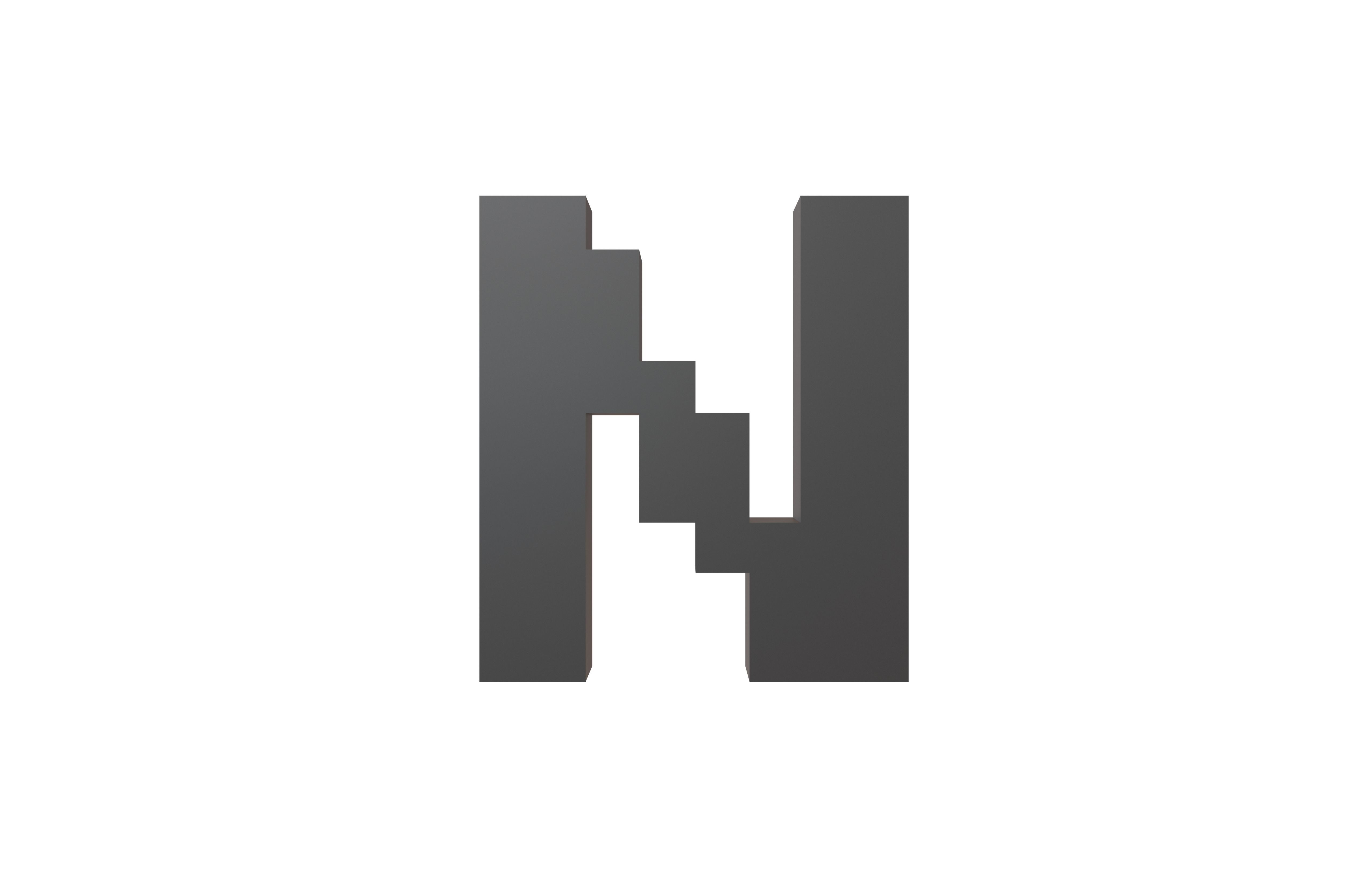 Pixel Font N v1 001 Low-poly 3D model_1