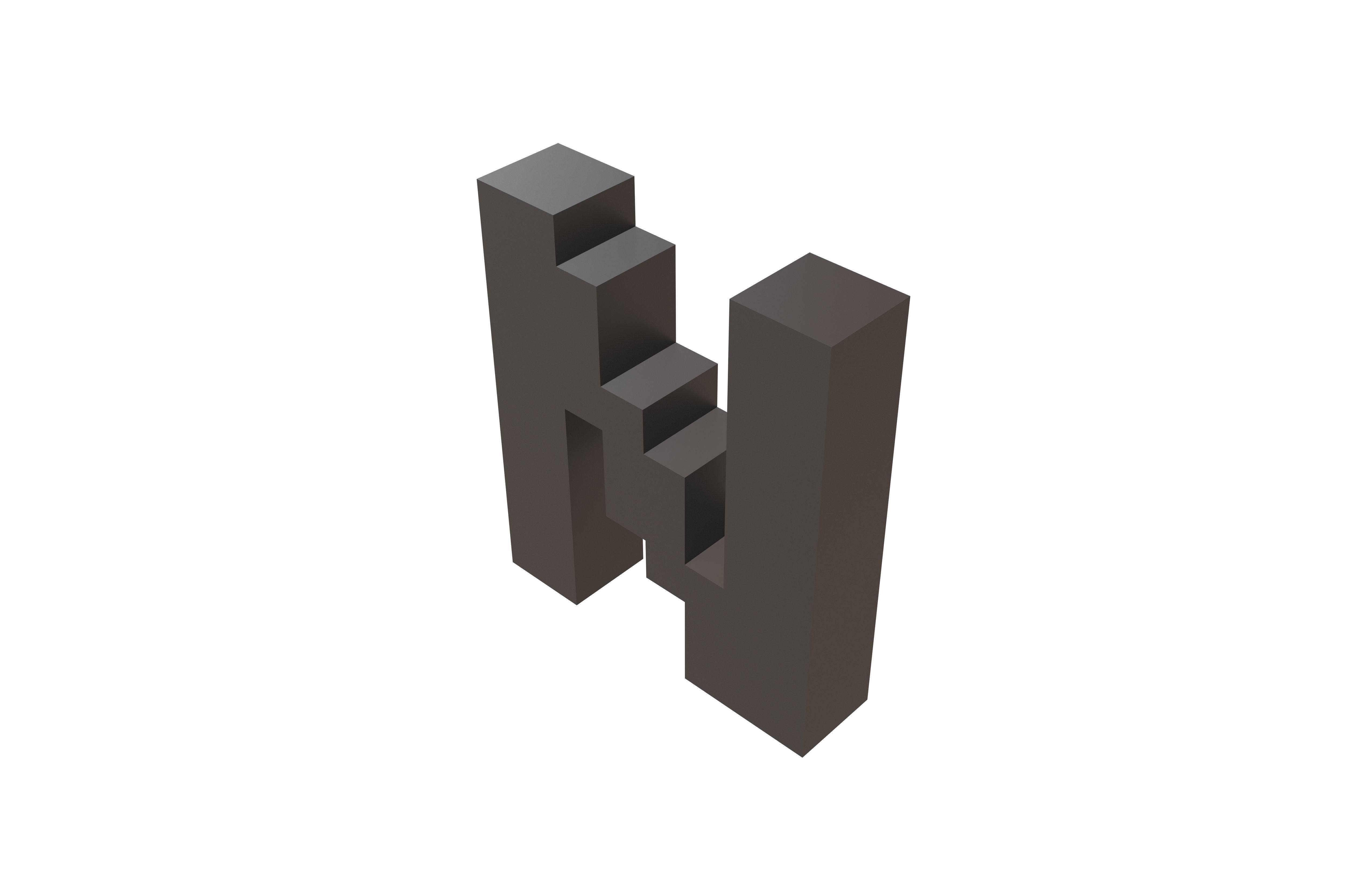 Pixel Font N v1 001 Low-poly 3D model_2