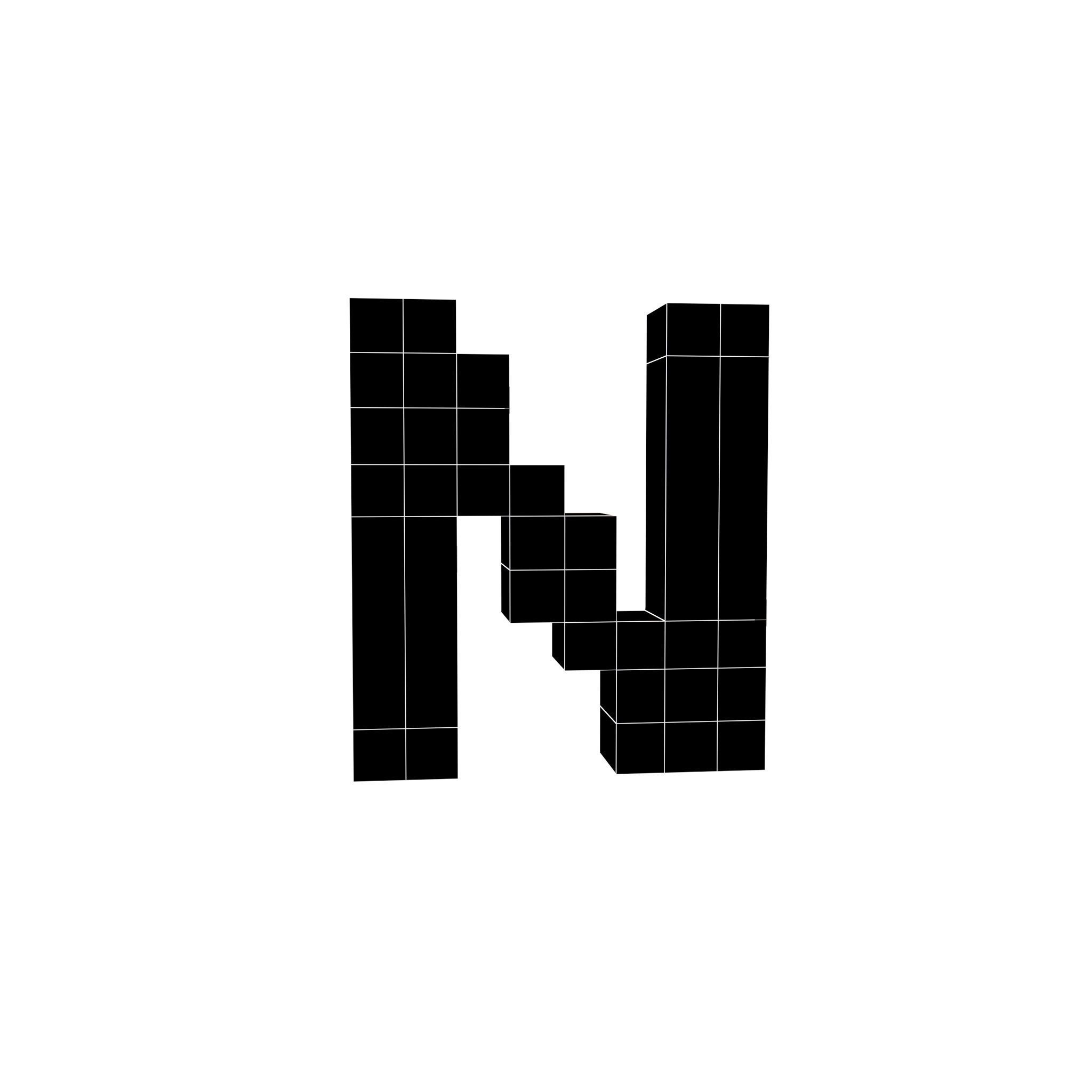 Pixel Font N v1 001 Low-poly 3D model_5