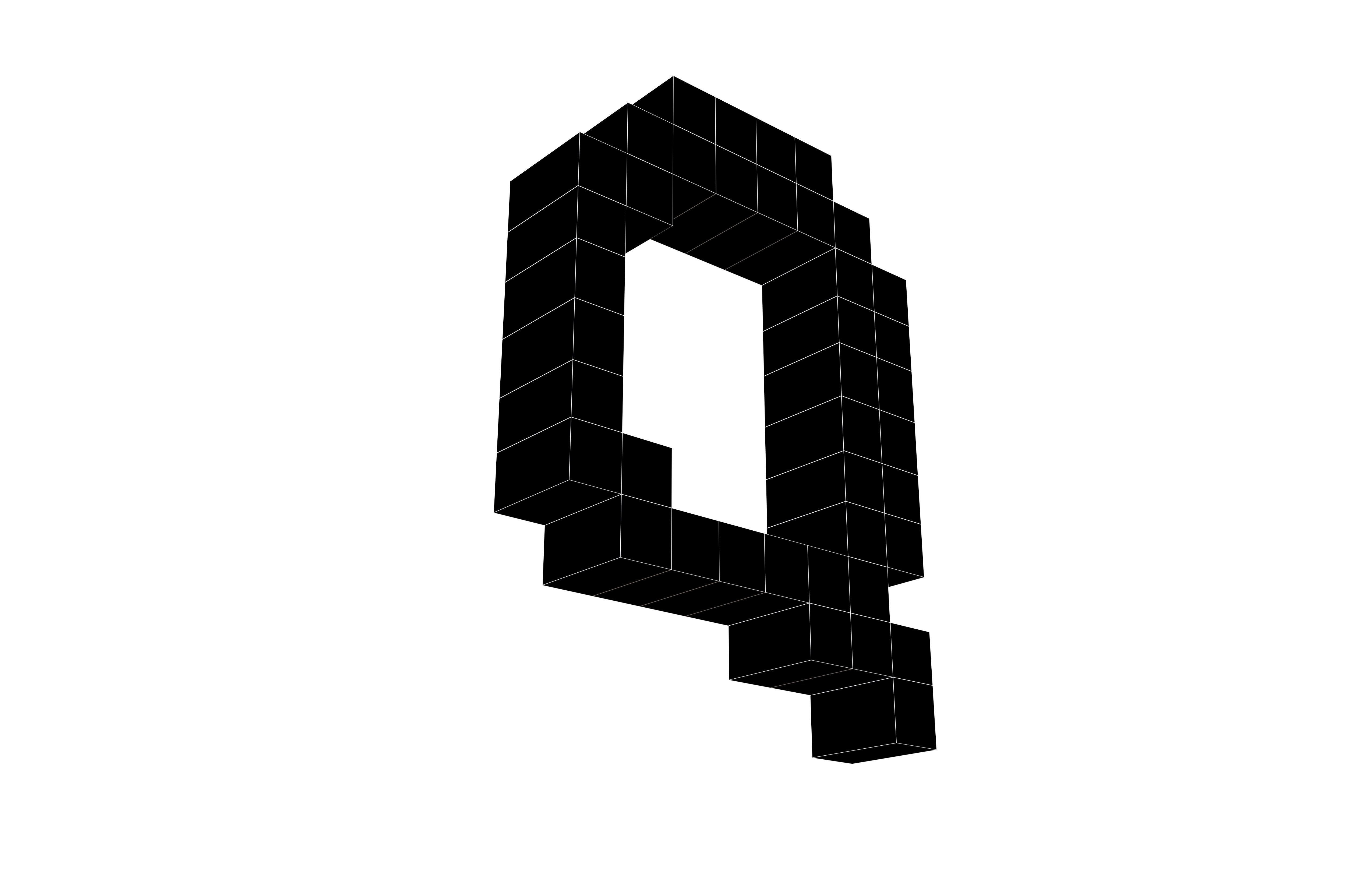 Pixel Font Q v1 001 Low-poly 3D model_7