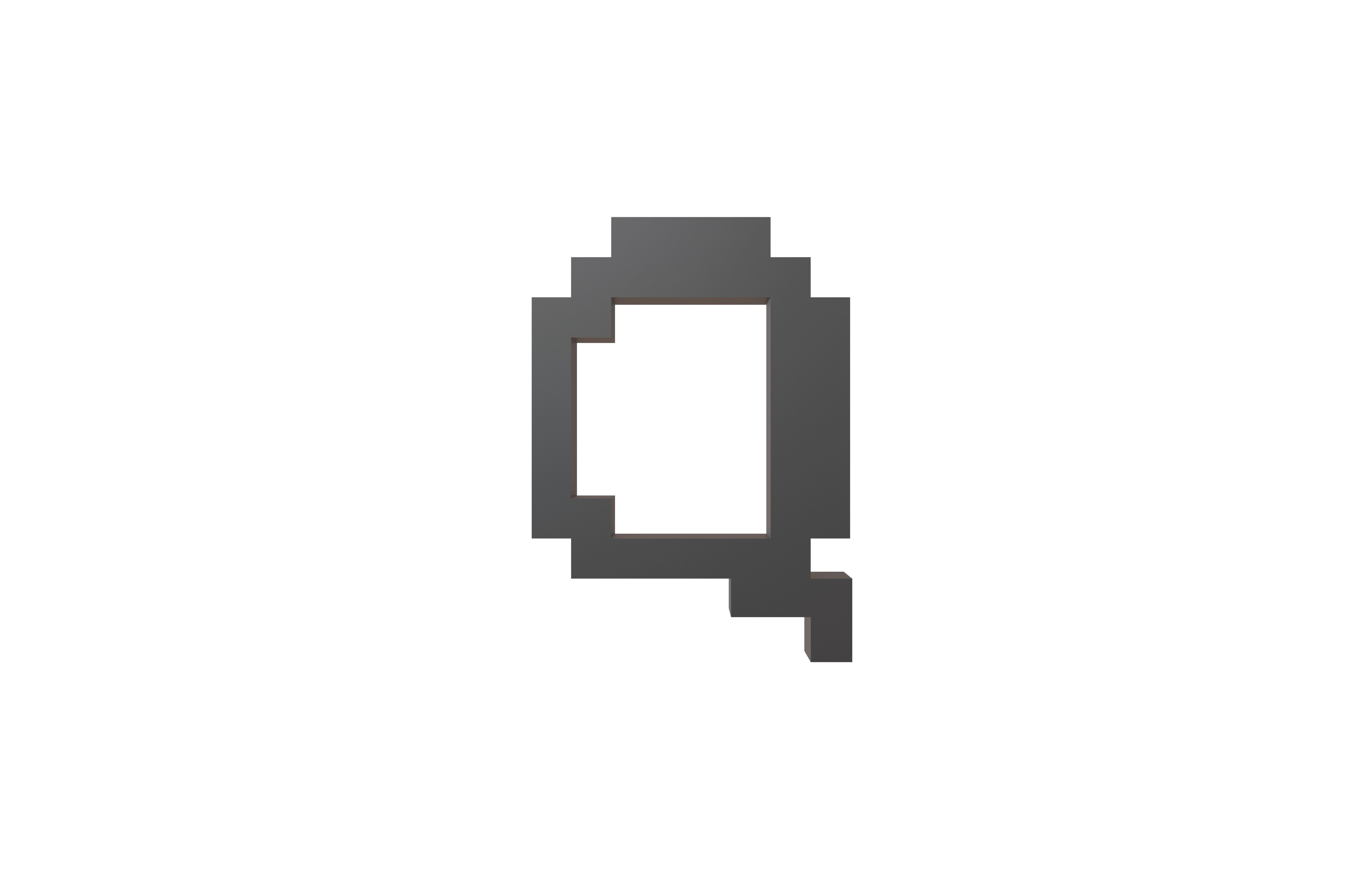 Pixel Font Q v1 001 Low-poly 3D model_3