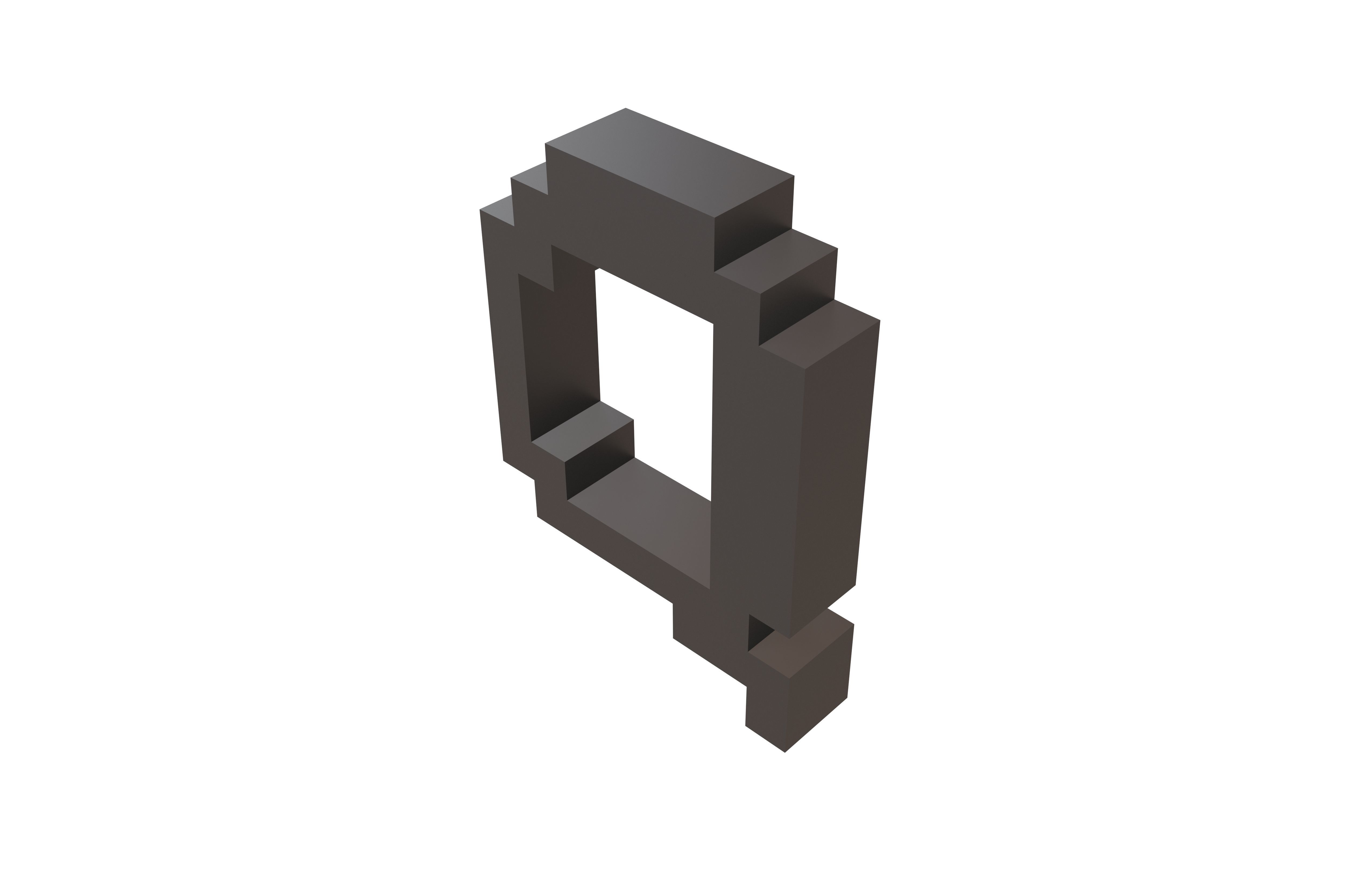 Pixel Font Q v1 001 Low-poly 3D model_1