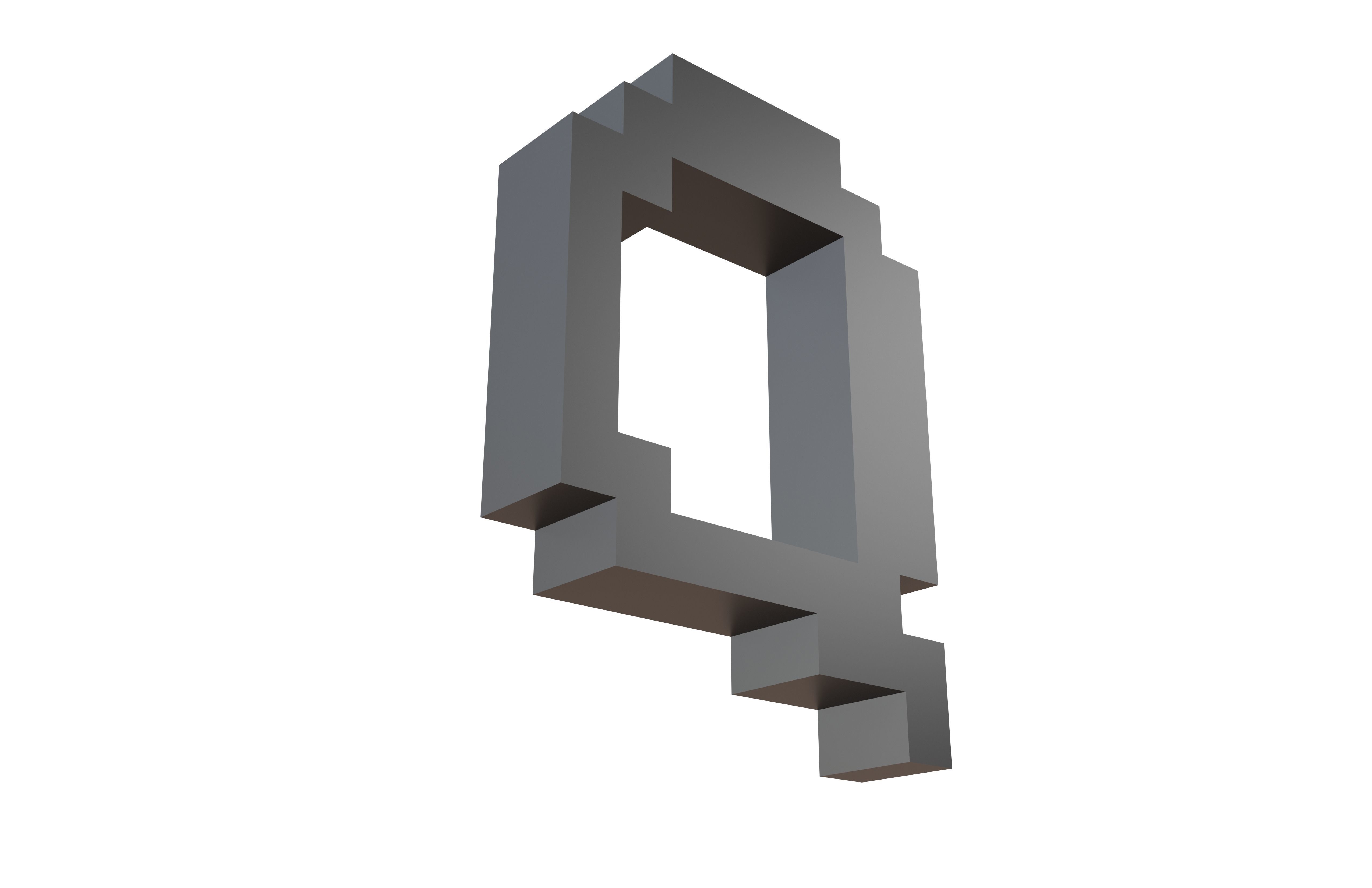 Pixel Font Q v1 001 Low-poly 3D model_2